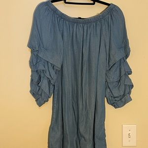 Jeans color top with cute sleeves